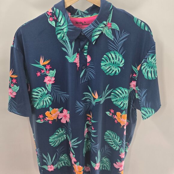 Birdie Bound Blue Tropical Golfing Polo Size XL - Picture 6 of 10